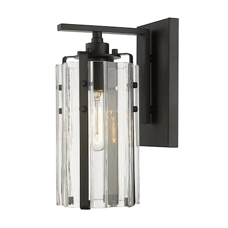 Z-Lite Alverton 1 Light Wall Sconce, Matte Black & Clear 3036-1S-MB